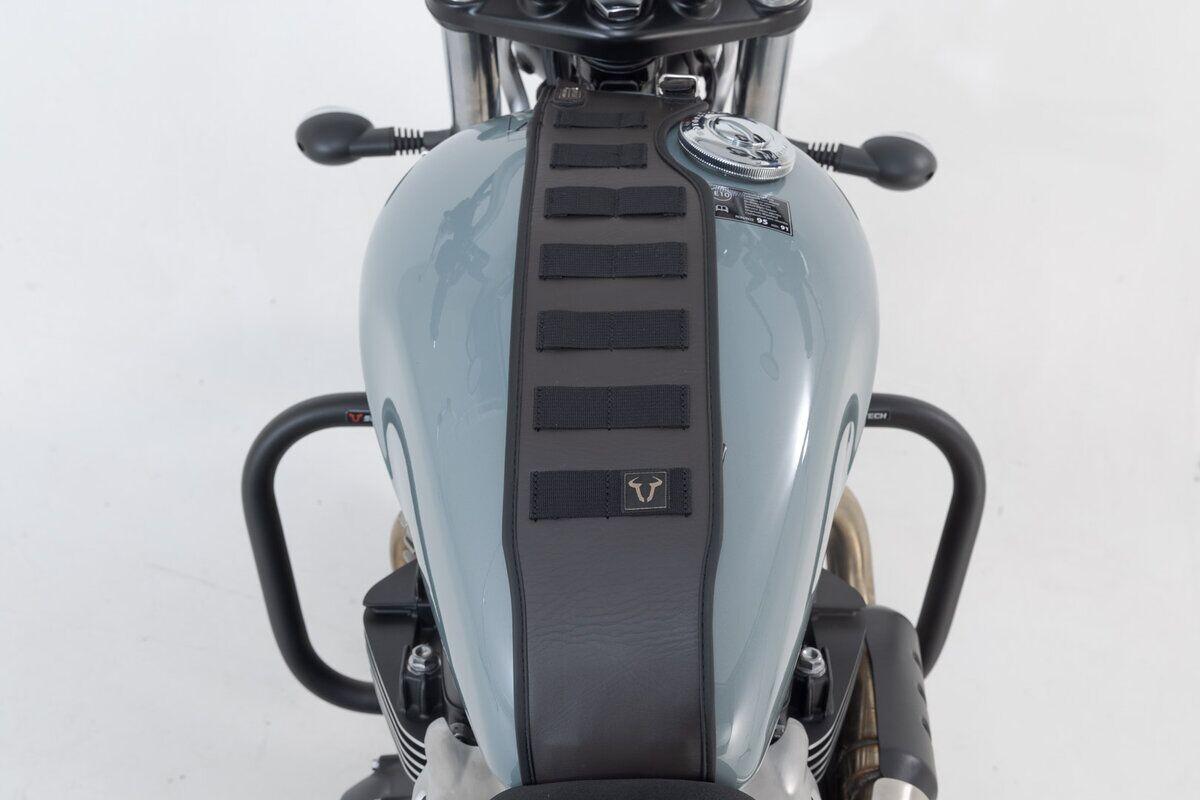 BC.TRS.11.667.10000 - SW Motech Tank Strap For Triumph Bonneville 1200 T120 2016-2025 - Black/Brown