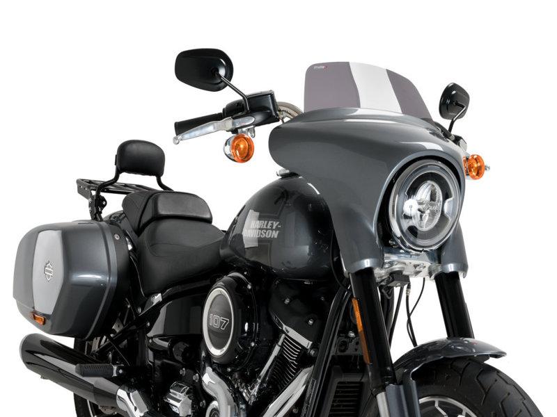 21340F - Puig Batwing Sports Screen For Harley Davidson Softail Sport Glide FLSB 2018-2024 - Dark Smoke