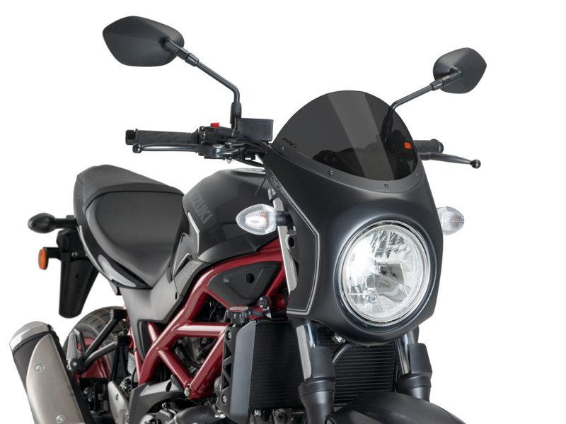 3169F - Puig Retro Black Semi Fairing & Screen 195mm For Suzuki SV 650 2016-2025 - Dark Smoke