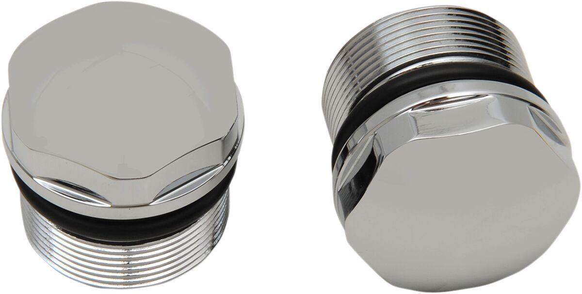 C23-0218D - Drag Specialties Fork Tube Plugs & Caps For Harley Davidson FXDB 1340 1991-1992 - Chrome