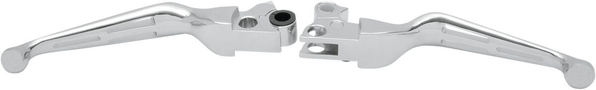 H07-0769 - Drag Specialties Slotted Wide Blade Lever Set For Harley Davidson FLD 1690 2012-2013 - Chrome