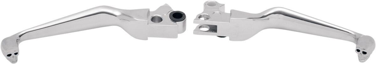 H07-0729 - Drag Specialties Skull Lever Set For Harley Davidson FLD 1690 2012-2013 - Chrome