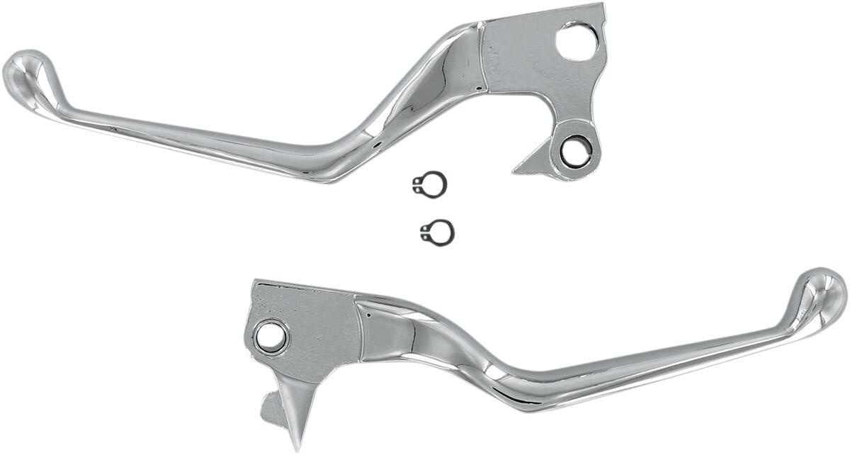 H07-0575 - Drag Specialties Wide Blade Lever Set For Harley Davidson XL 1200 C 2004-2013 - Chrome