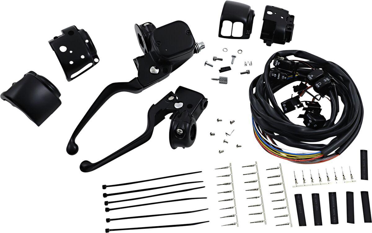 H07-0748AKMB - Drag Specialties Handlebar Control Kit For Harley Davidson FLHR 1340 1996-1998 - Black