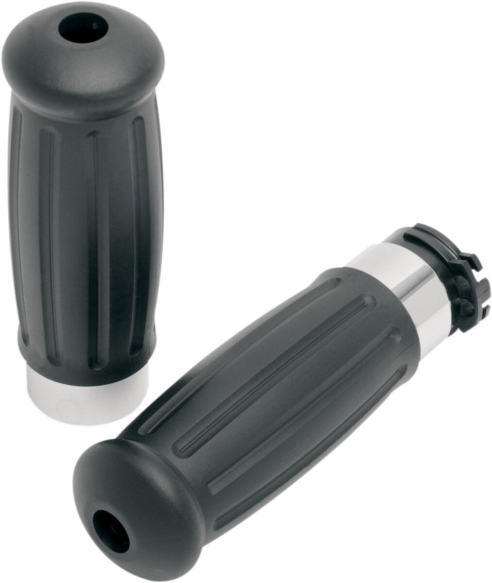 17-0558 - Drag Specialties Vintage Style Grips For Harley Davidson FLD 1690 2012-2013 - Black/Chrome