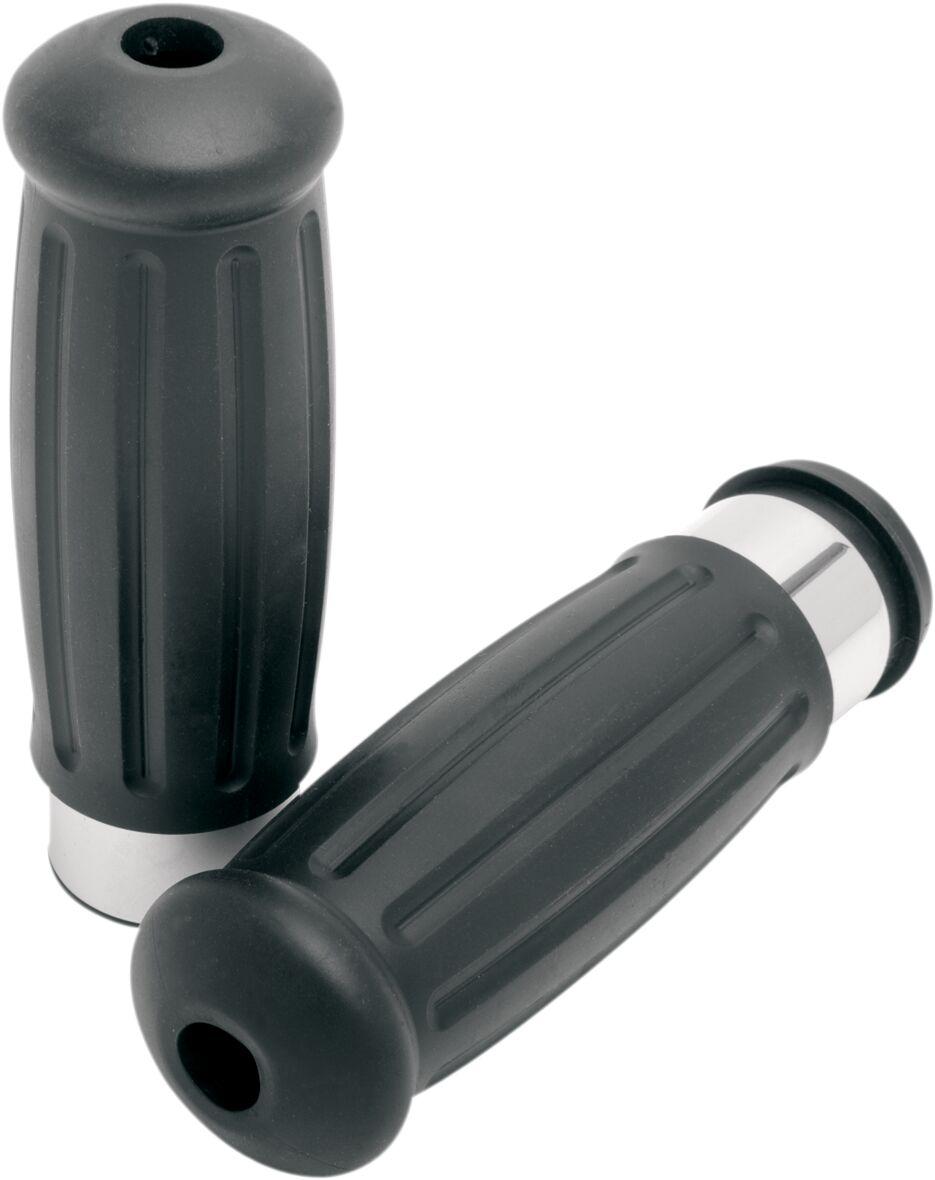 17-0559T - Drag Specialties Vintage Style Grips For Harley Davidson FLDE 1750 2018-2020 - Black/Chrome