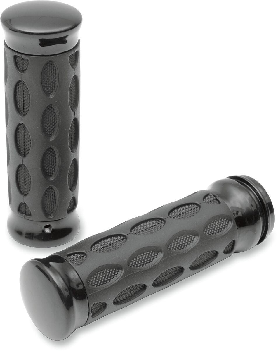 0630-0774 - Drag Specialties Custom Rubber Grips For Harley Davidson FLD 1690 2012-2013 - Black