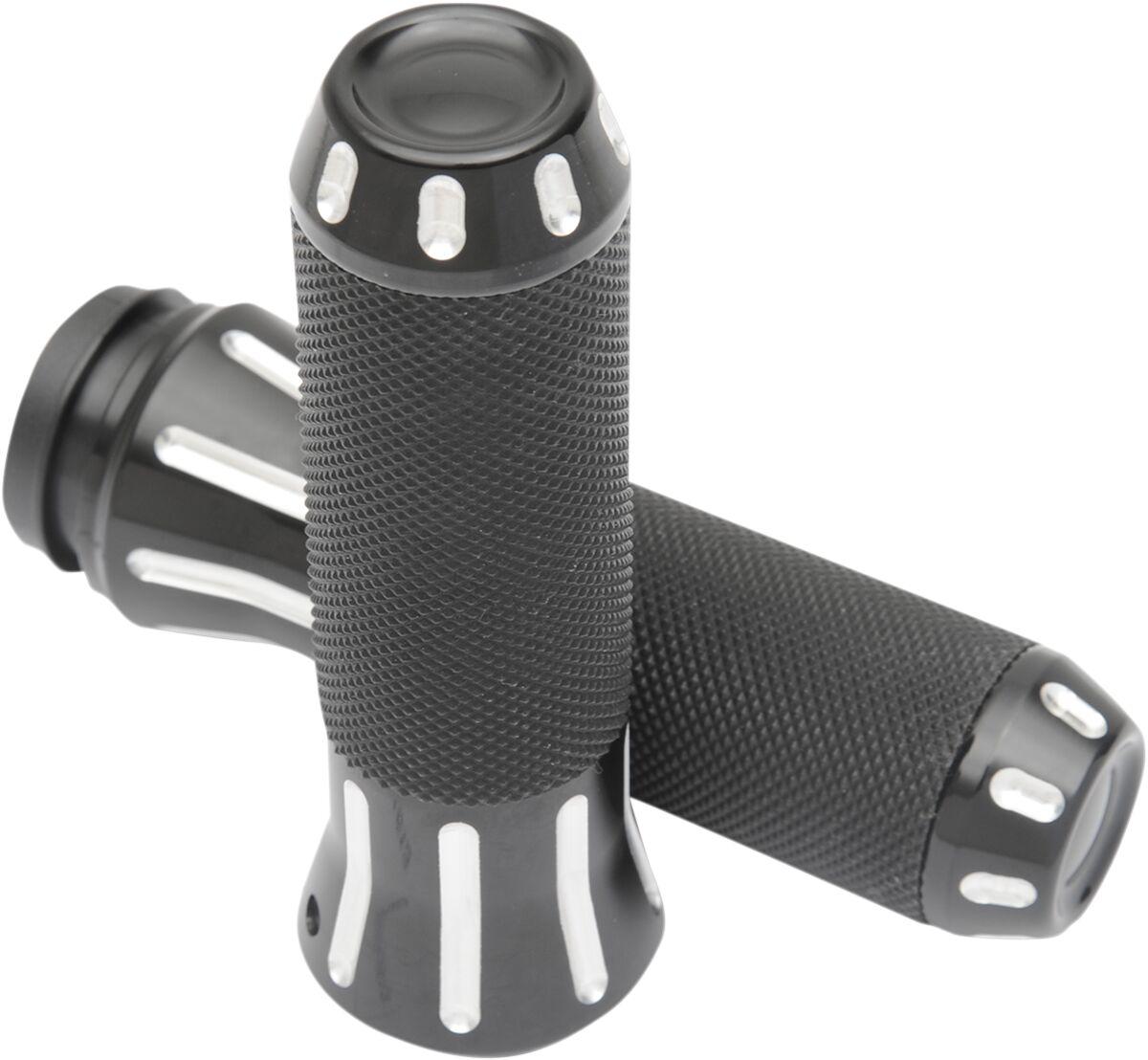 354127 - Drag Specialties Custom Grips For Harley Davidson FLHR 1584 2008 - Black/Re-Silver