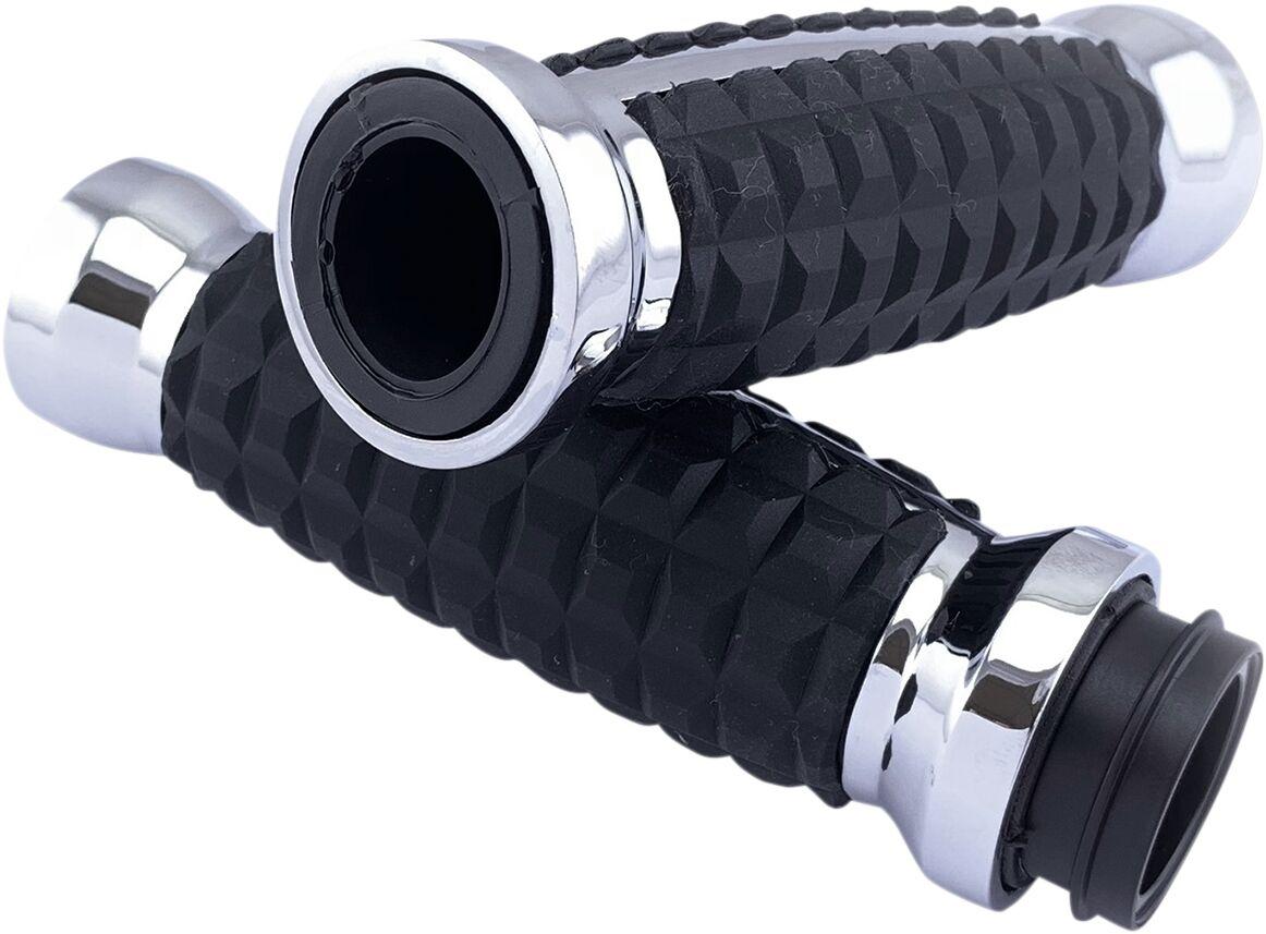 H17-05C6CT - Drag Specialties Grenade Grips For Harley Davidson FLDE 1750 2018-2020 - Chrome