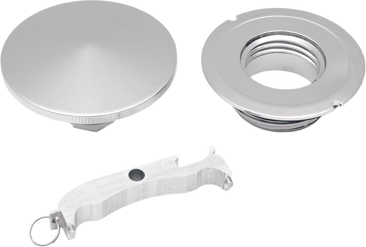 012029 - Drag Specialties Fuel Cap with Paint Protectors For Harley Davidson FLD 1690 2012-2013 - Chrome