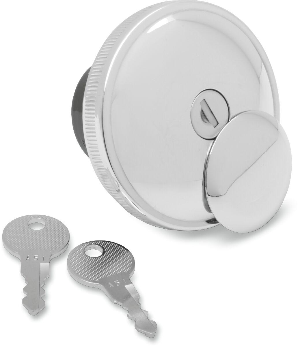 03-0320A-A - Drag Specialties Screw-In Locking Vented Fuel Cap For Harley Davidson FLD 1690 2012-2013 - Chrome