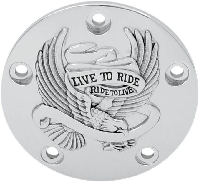 30-0187CA - Drag Specialties Live To Ride Points Cover For Harley Davidson FLD 1690 2012-2013 - Black/Chrome