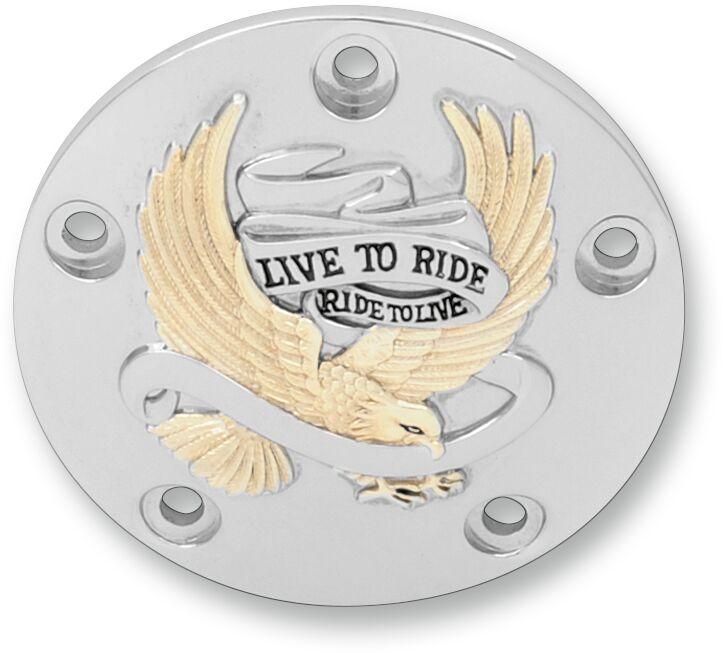 30-0187GA - Drag Specialties Live To Ride Points Cover For Harley Davidson FLD 1690 2012-2013 - Black/Chrome/Gold