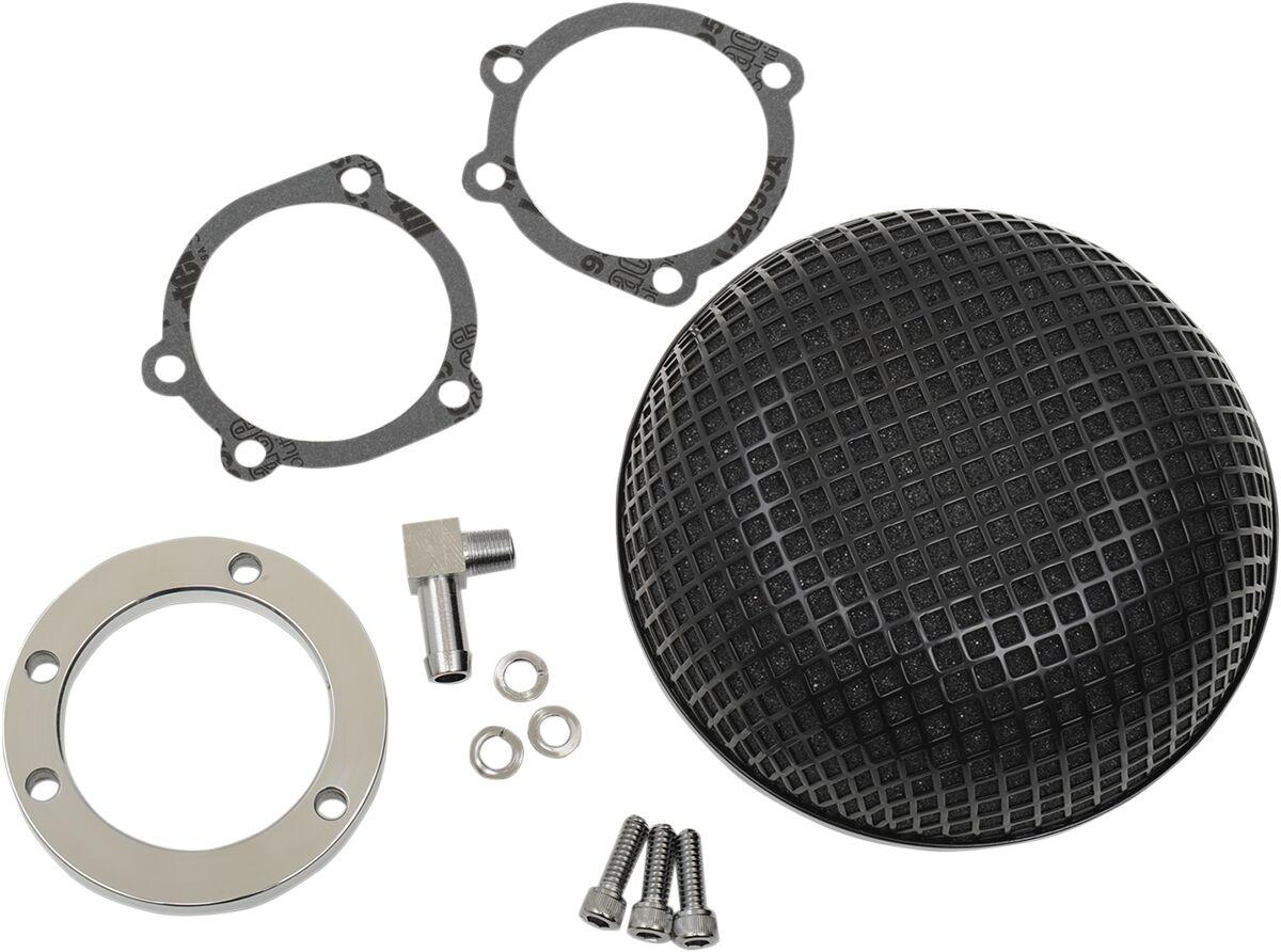 14-0110CVSB - Drag Specialties "Bob" Retro-Style Air Cleaner Kit For Harley Davidson FLD 1690 2012-2013 - Black