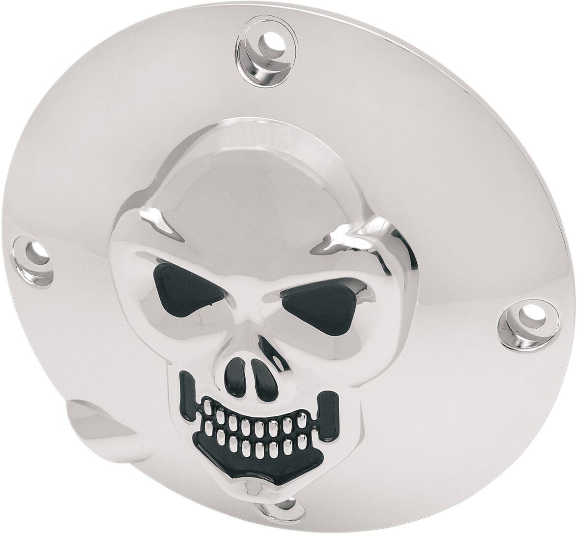 33-0063 - Drag Specialties Chrome 3-D Skull Derby Cover For Harley Davidson XL 1200 C 1996-2003 - Black/Chrome