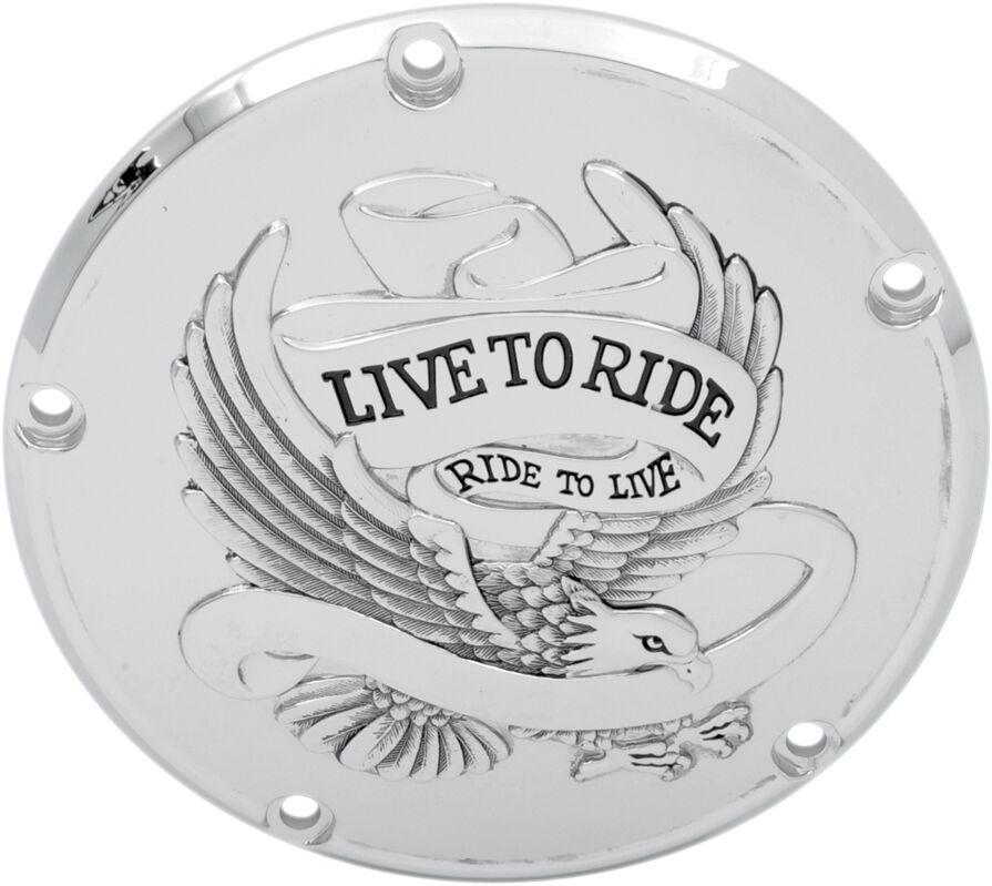 33-0065CA - Drag Specialties Live To Ride Derby Cover For Harley Davidson FLD 1690 2012-2013 - Silver