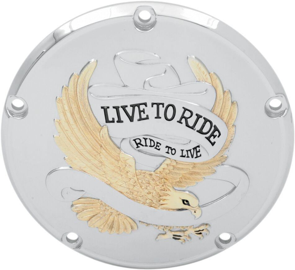 33-0065GA - Drag Specialties Live To Ride Derby Cover For Harley Davidson FLD 1690 2012-2013 - Gold