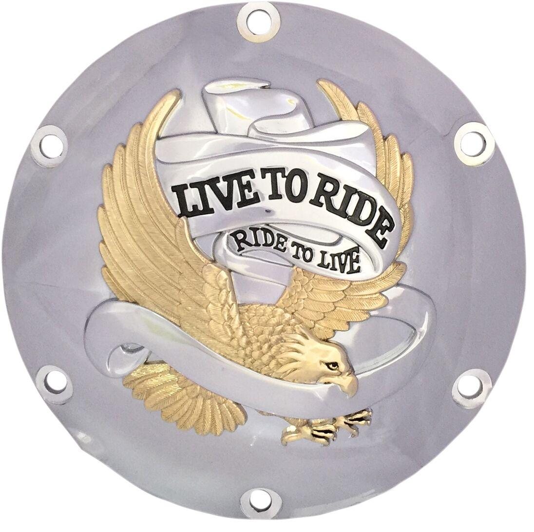 33-0067CGA - Drag Specialties Live To Ride Derby Cover For Harley Davidson XL 1200 C 2004-2020 - Gold