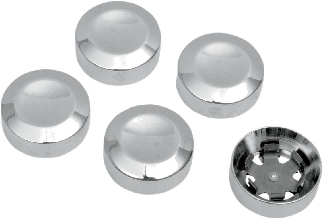 D26-0152 - Drag Specialties Rear Pulley Bolt Covers For Harley Davidson FLD 1690 2012-2013 - Chrome