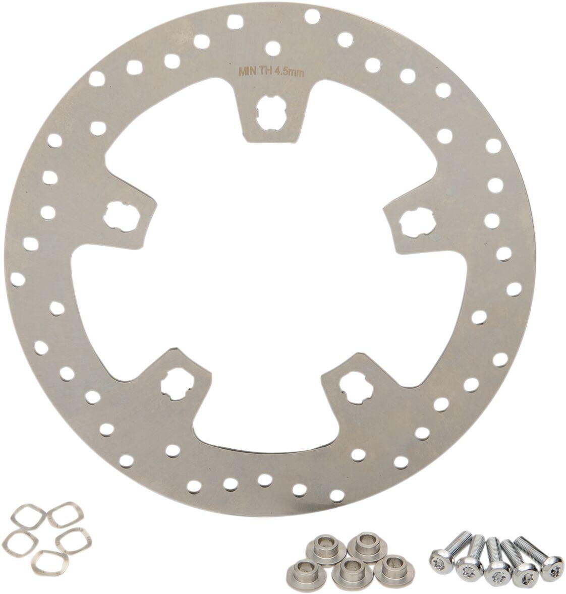 B06-0206AS - Drag Specialties Custom 11.5" Front Brake Discs For Harley Davidson FLHR 1450 2000-2003 - Chrome/Ground