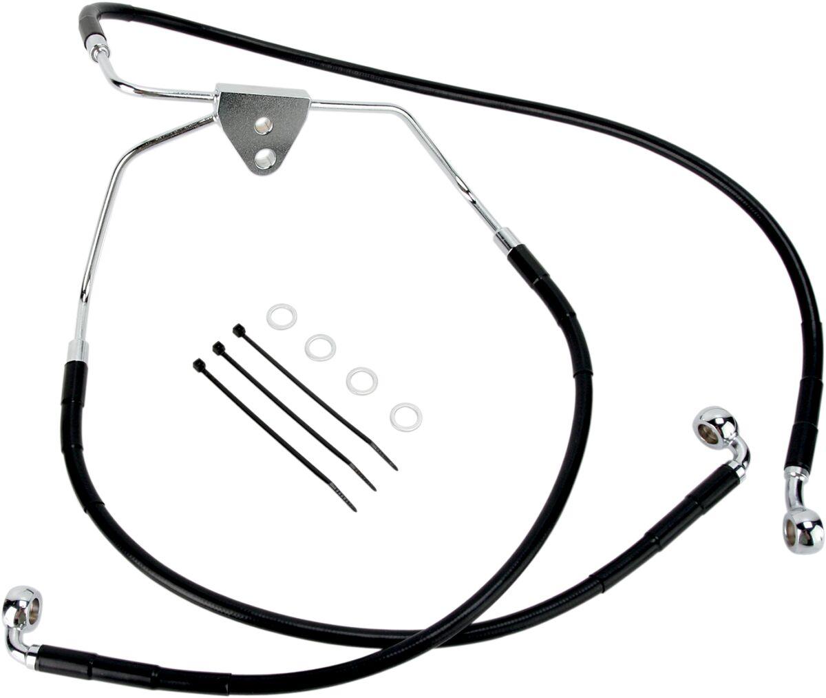 620085-BLK - Drag Specialties Stainless Steel Brake Hose Kit For Harley Davidson FLHR 1584 2008 Front