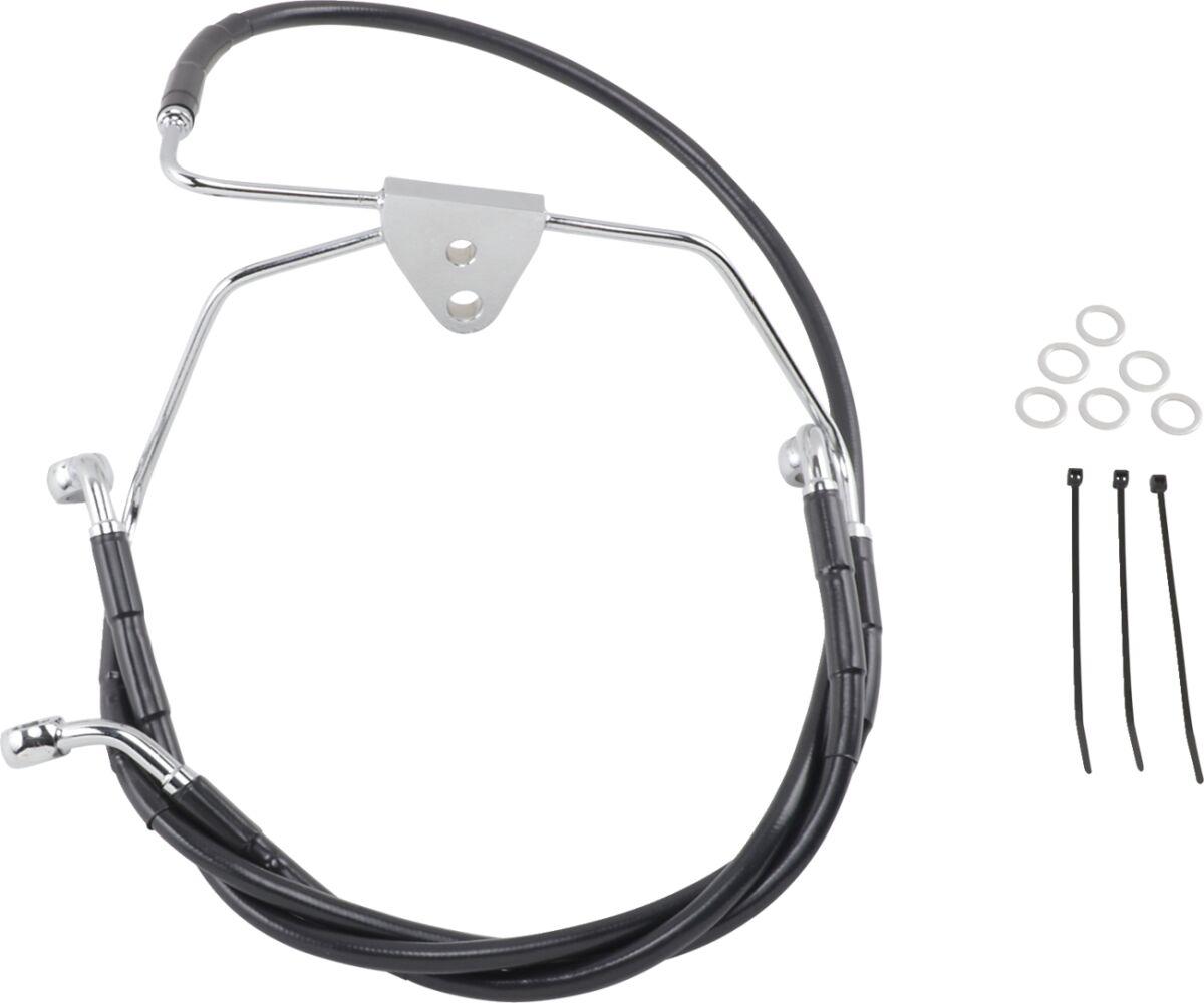 660411-2BLK - Drag Specialties Extended Length Vinyl Brake Hose Kit For Harley Davidson FLHT 1340 1996-1998 Front - Black