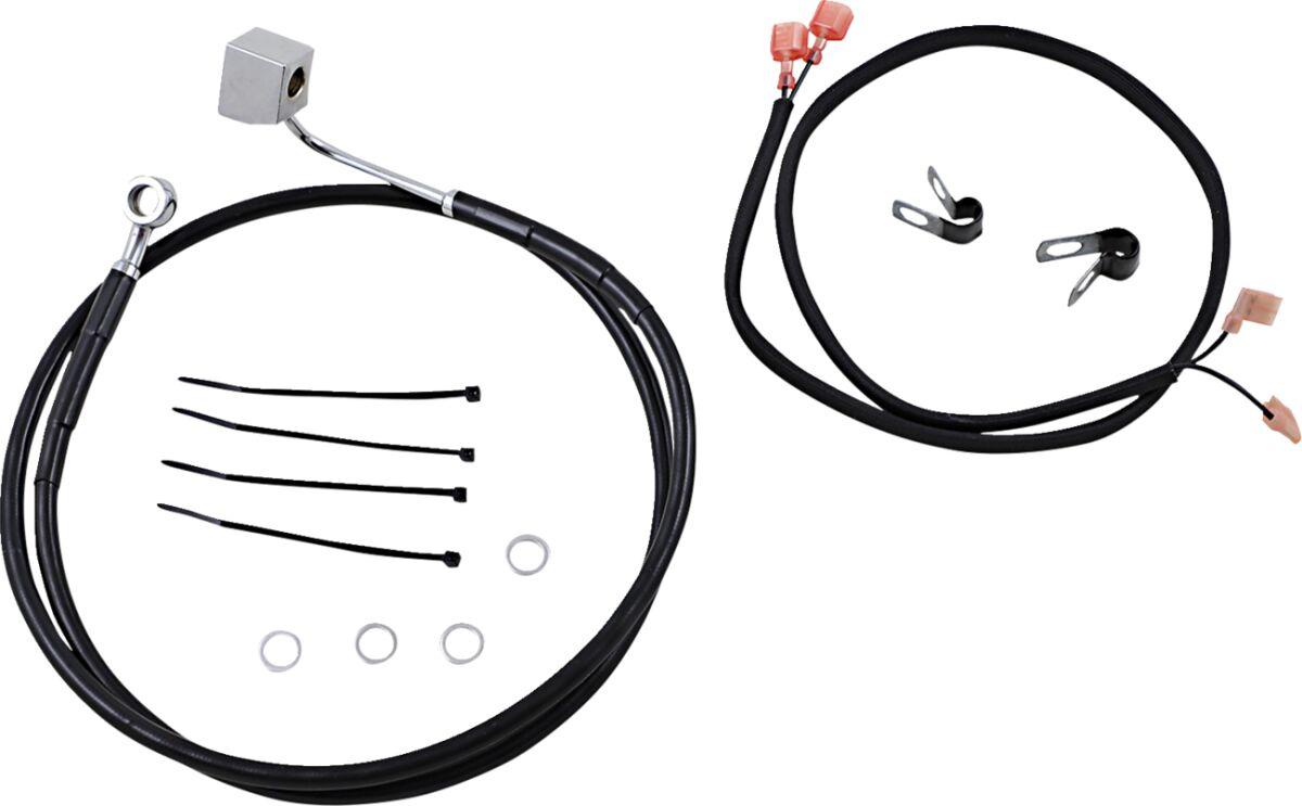 640220-BLK - Drag Specialties Stainless Steel Brake Hose Kit For Harley Davidson FLSTC1340 1988-1999 Rear - Black