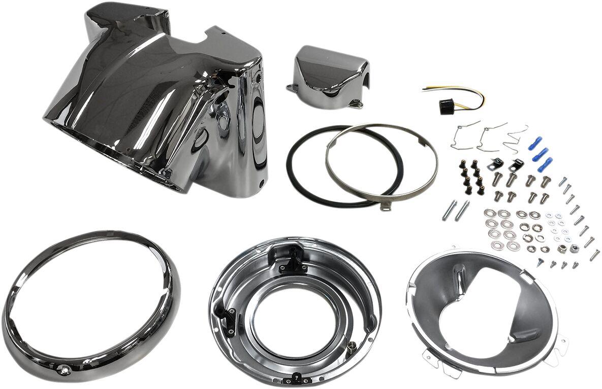 L20-0629C - Drag Specialties Nacelle Headlight Kit For Harley Davidson FLST 1340 1987-1990 - Chrome