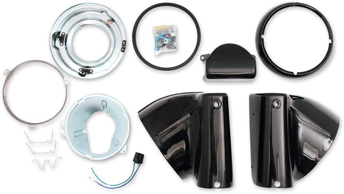 L20-0629GB - Drag Specialties Nacelle Headlight Kit For Harley Davidson FLST 1340 1987-1990 - Black