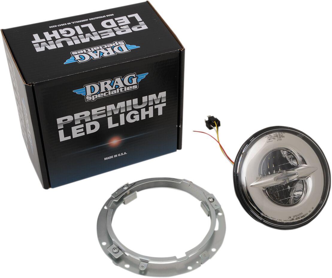 0555844 - Drag Specialties 7" Reflector Style Headlight For Harley Davidson FLHR 1340 1994-1998 - Chrome