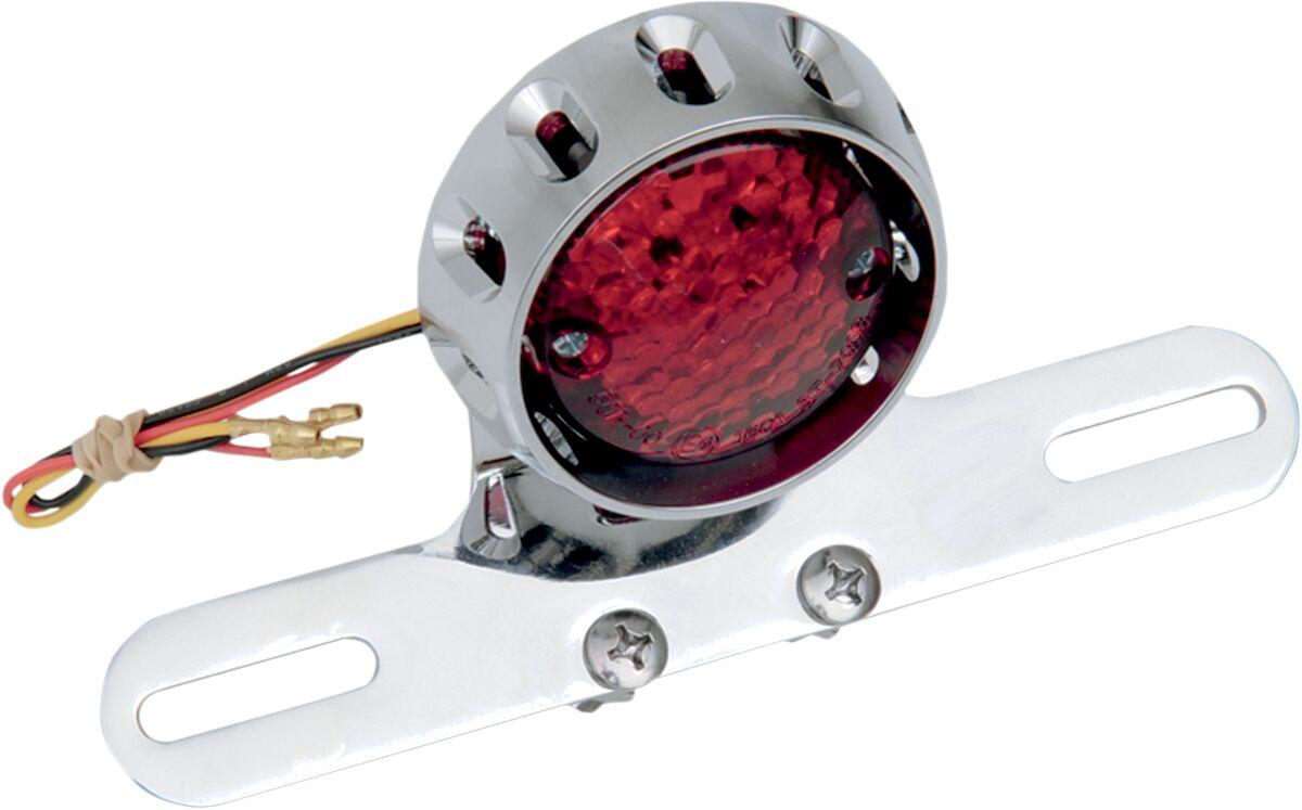 L24-0437ACRLEDE - Drag Specialties Custom Bobber Led Taillight & License Plate Mount Rear Red - Chrome