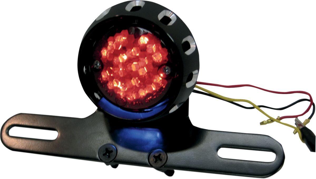 L24-0437ABRLEDE - Drag Specialties Custom Bobber Led Taillight & License Plate Mount Rear Red - Black