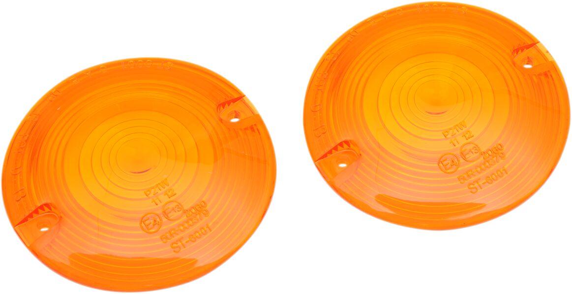 12-0203-AL2D - Drag Specialties Replacement Turn Signal Lenses For Harley Davidson FLHR 1340 1994-1998 Fits Front Or Rear Amber