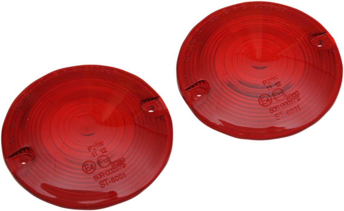 12-0203-RL2D - Drag Specialties Replacement Turn Signal Lenses For Harley Davidson FLHR 1340 1994-1998 Rear - Red