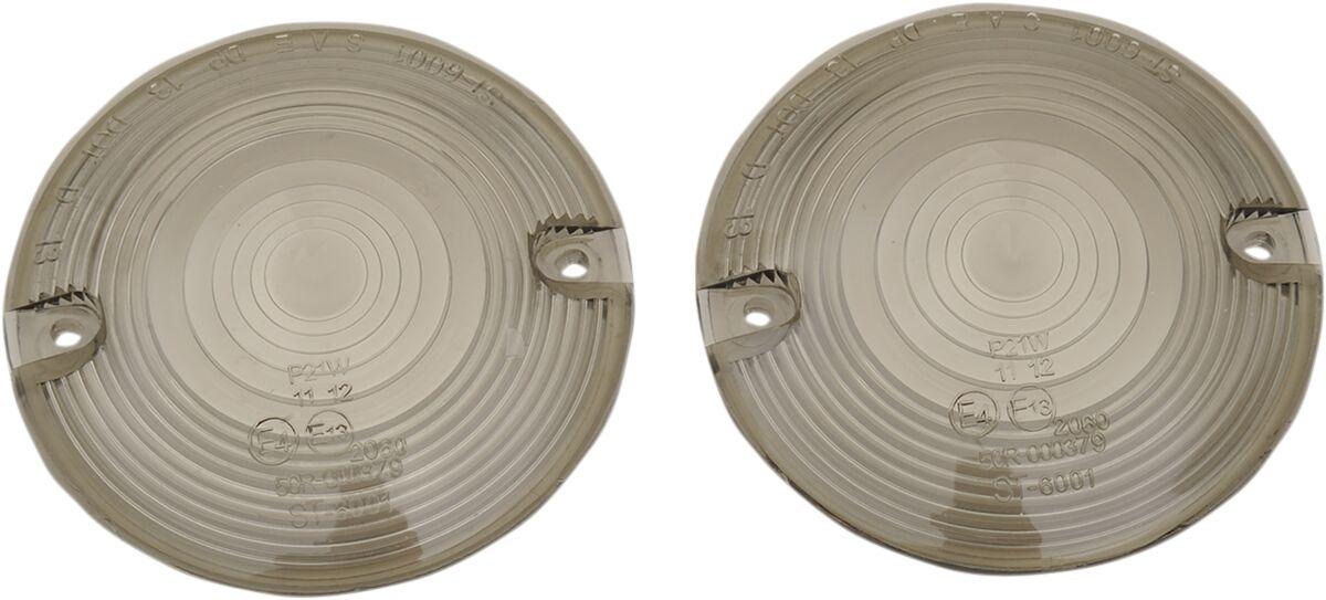 12-0203-ML2D - Drag Specialties Replacement Turn Signal Lenses For Harley Davidson FLHR 1340 1994-1998 Fits Front Or Rear Smoke