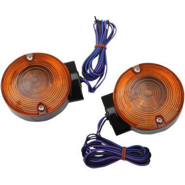 L12-6030GBAFE - Drag Specialties Turn Signals For Harley Davidson FLHR 1340 1994-1998 Front Black Amber