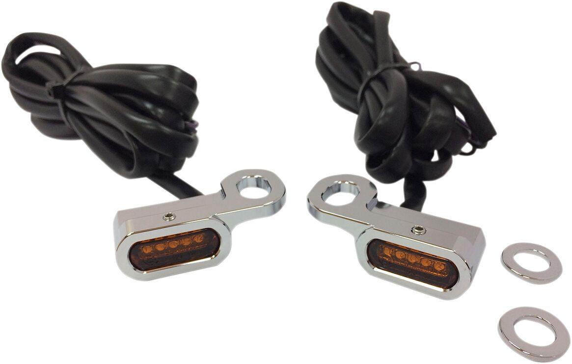 L22-0229CAENU - Drag Specialties LED Handlebar Marker Lights For Harley Davidson FLHTCU 1690 2014-2016 Chrome Amber