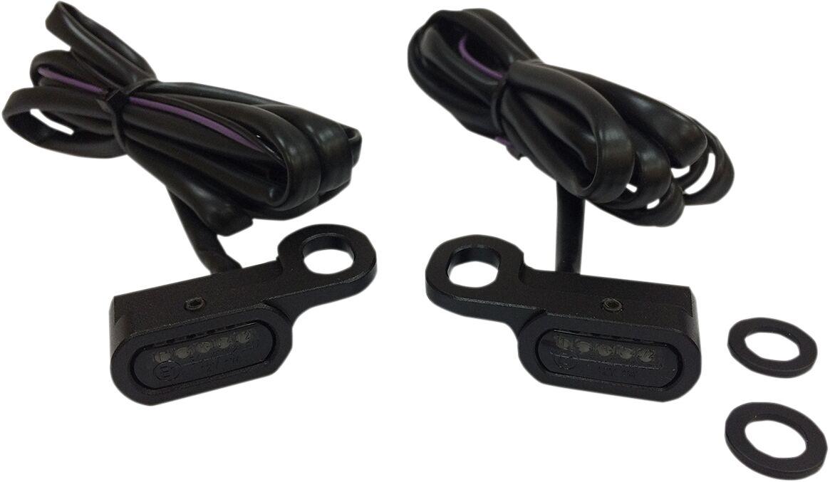 L22-0229MBMENU - Drag Specialties LED Handlebar Marker Lights For Harley Davidson FLHTCU 1690 2014-2016 Black Smoke