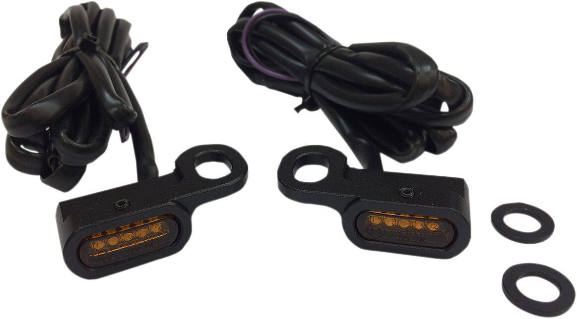 L22-0229MBAENU - Drag Specialties LED Handlebar Marker Lights For Harley Davidson FLHTCU 1690 2014-2016 Black Amber