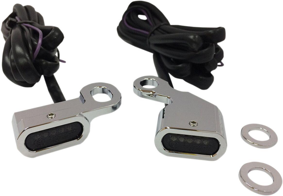 L22-0230CMENU - Drag Specialties LED Handlebar Marker Lights For Harley Davidson FLS 1690 2012-2014 Chrome Smoke