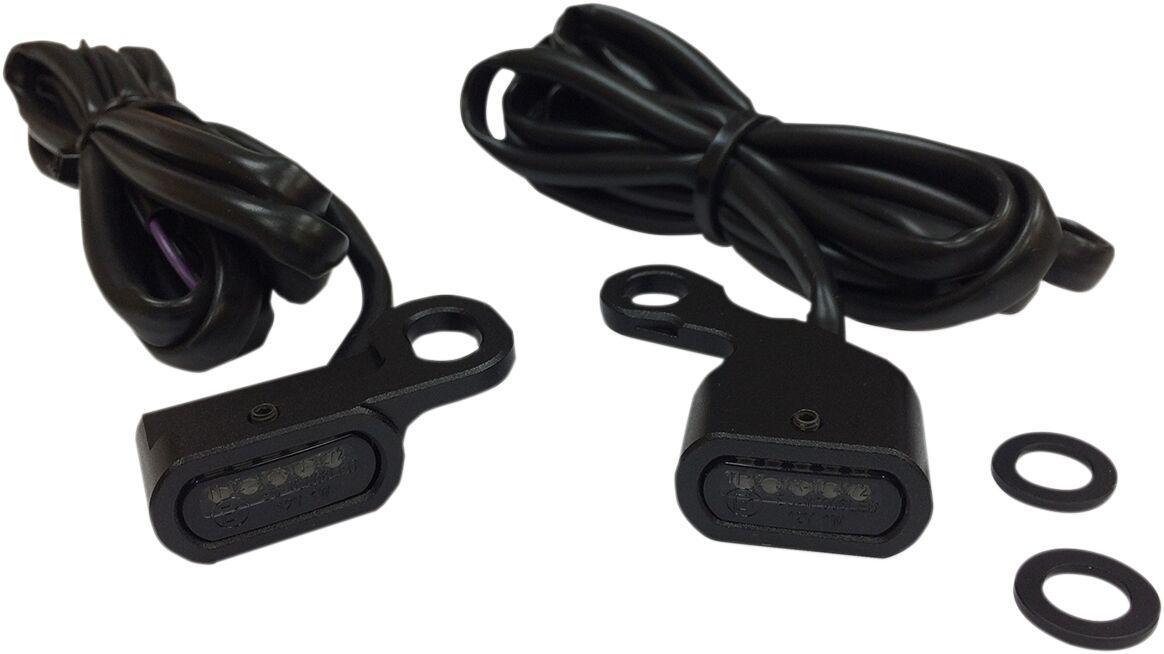 L22-0230MBMENU - Drag Specialties LED Handlebar Marker Lights For Harley Davidson FLS 1690 2012-2014 Black Smoke