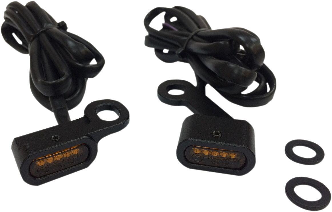 L22-0231MBAENU - Drag Specialties LED Handlebar Marker Lights For Harley Davidson XL 1200 C 2014-2020 Black Amber
