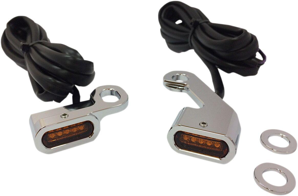 L22-0232CAENU - Drag Specialties LED Handlebar Marker Lights For Harley Davidson FLDE 1750 2018-2020 Chrome Amber