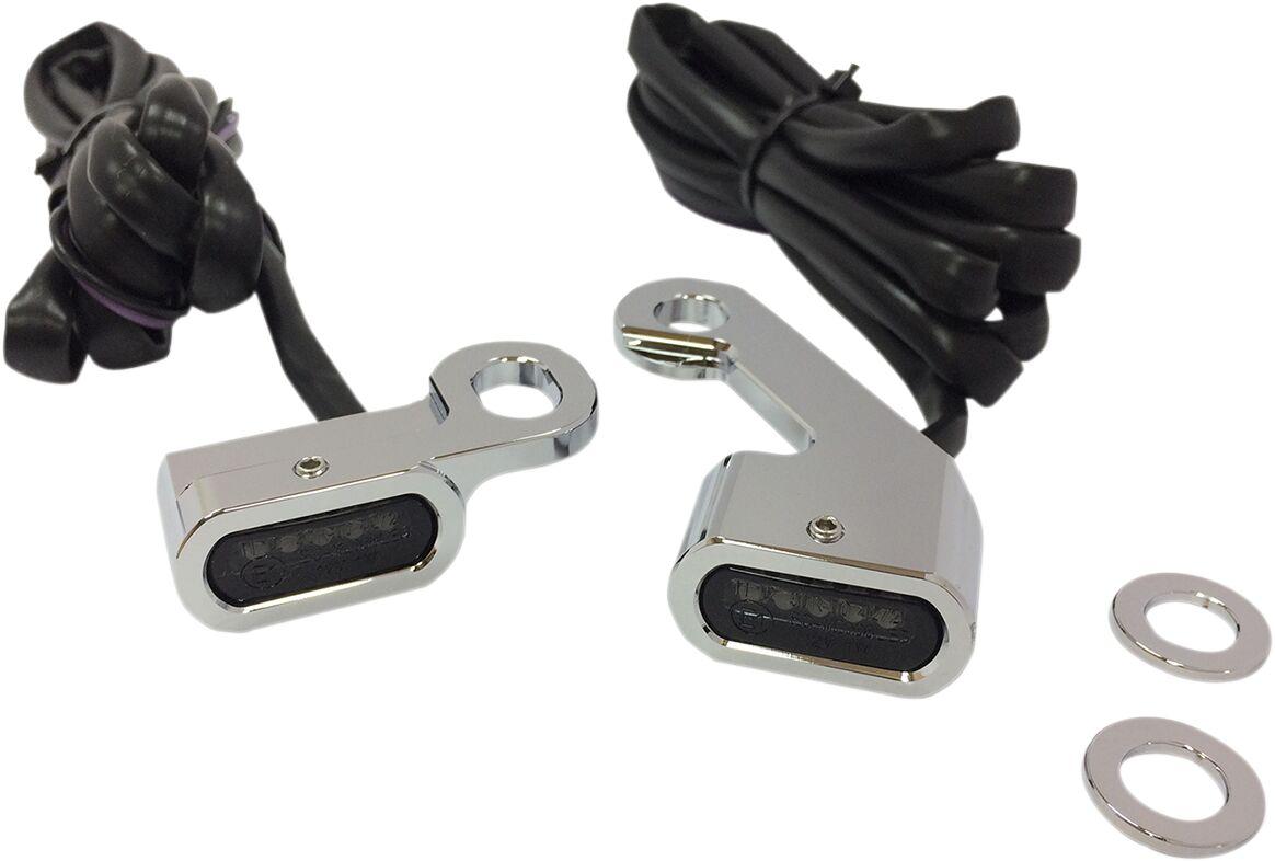 L22-0232CMENU - Drag Specialties LED Handlebar Marker Lights For Harley Davidson FLDE 1750 2018-2020 Chrome Smoke
