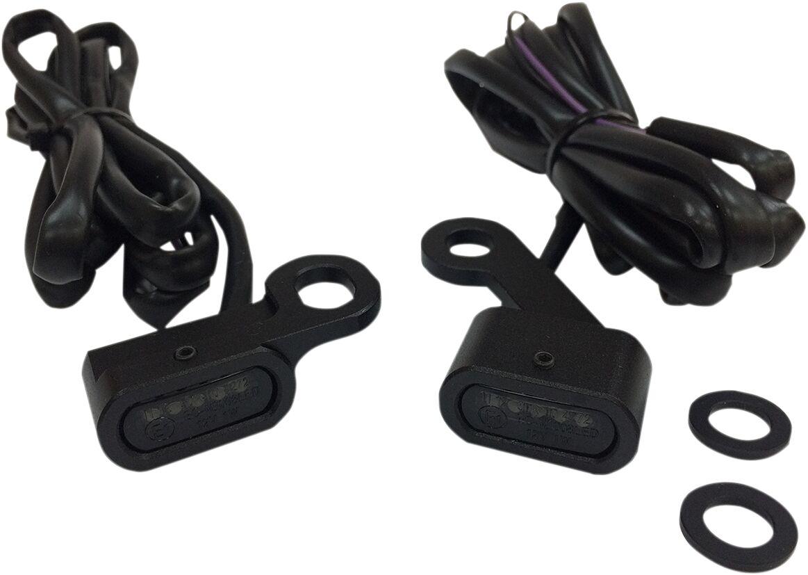 L22-0231MBMENU - Drag Specialties LED Handlebar Marker Lights For Harley Davidson XL 1200 C 2014-2020 Black Smoke