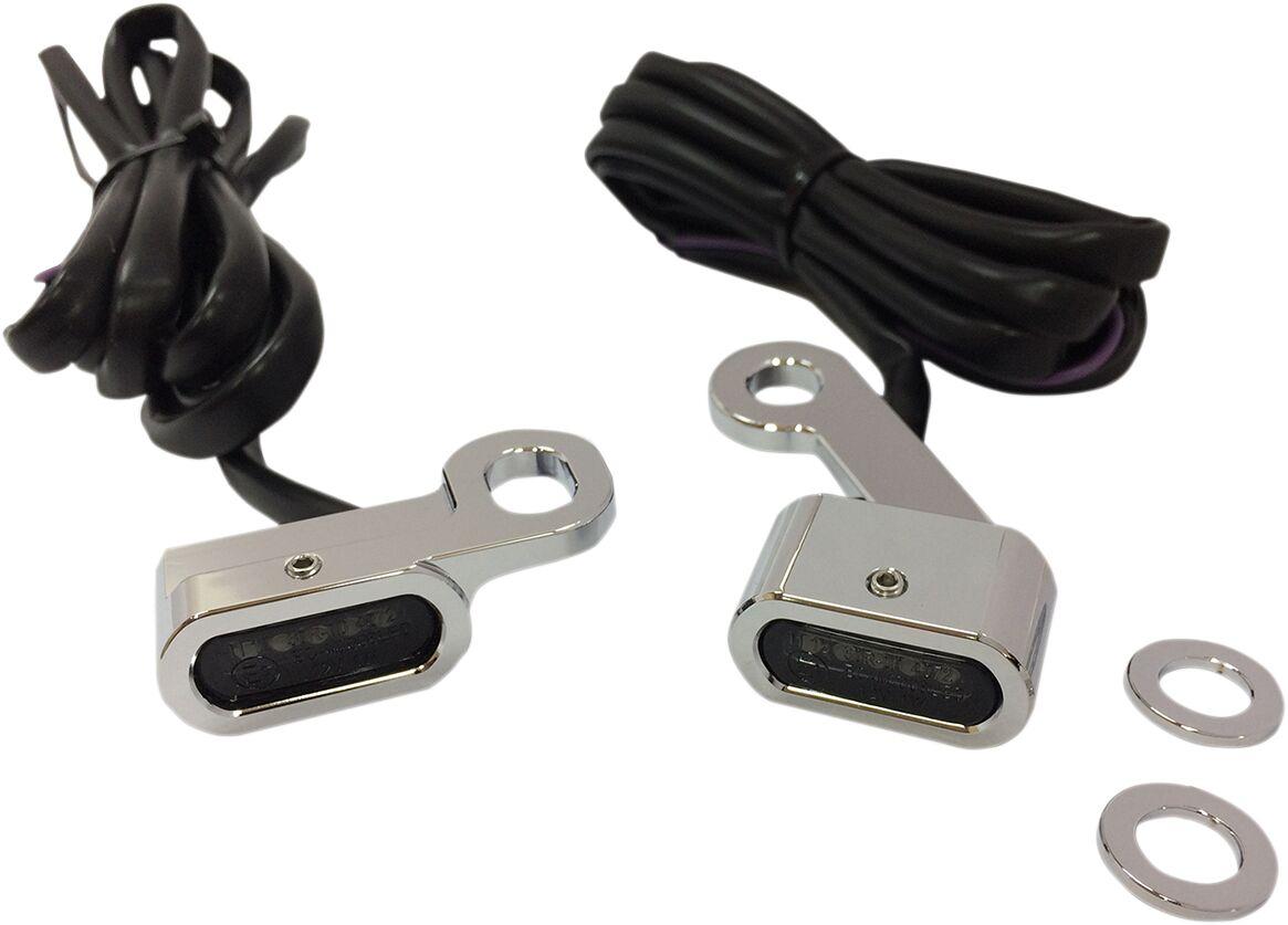 L22-0231CMENU - Drag Specialties LED Handlebar Marker Lights For Harley Davidson XL 1200 C 2014-2020 Chrome Smoke