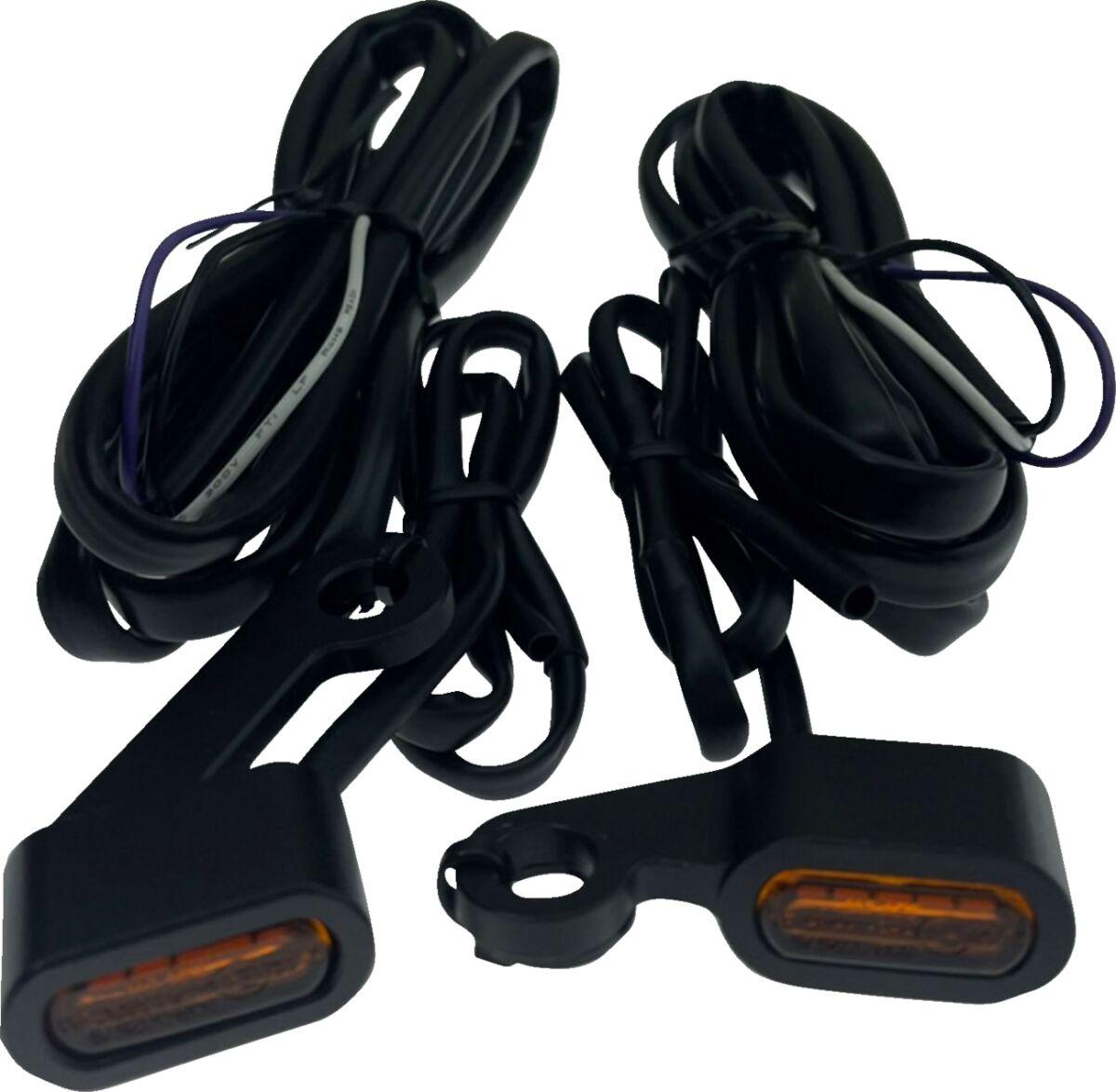 L22-0236MBAENU - Drag Specialties LED Handlebar Marker Lights For Harley Davidson XL 1200 C 2004-2013 Black Amber