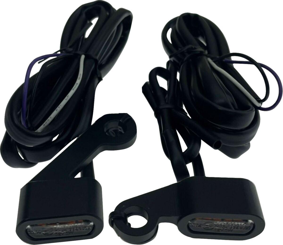 L22-0236DMBE - Drag Specialties LED Handlebar Marker Lights For Harley Davidson XL 1200 C 2004-2013 Black/Matte Clear