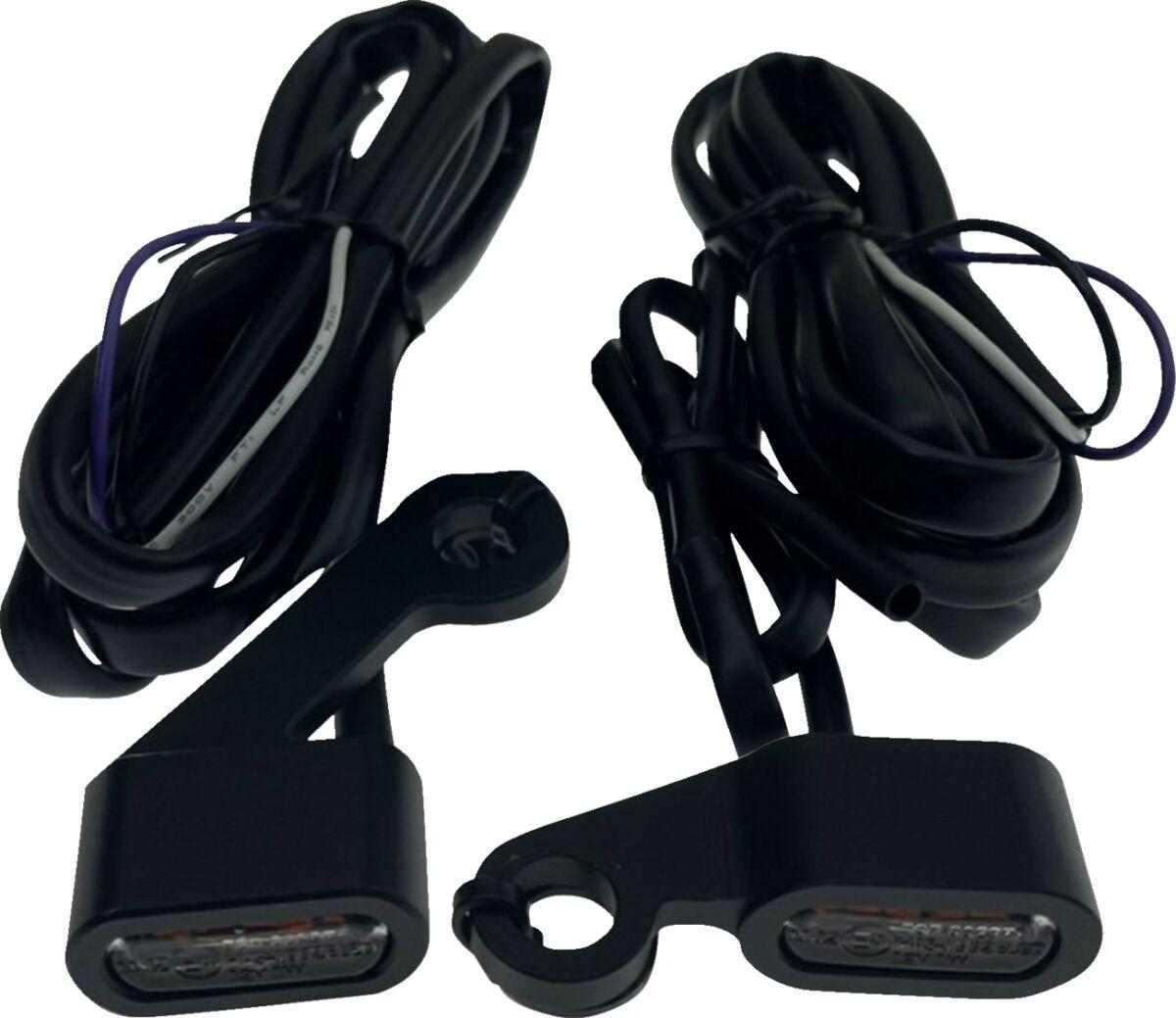 L22-0236DMBME - Drag Specialties LED Handlebar Marker Lights For Harley Davidson XL 1200 C 2004-2013 Black/Matte Smoke