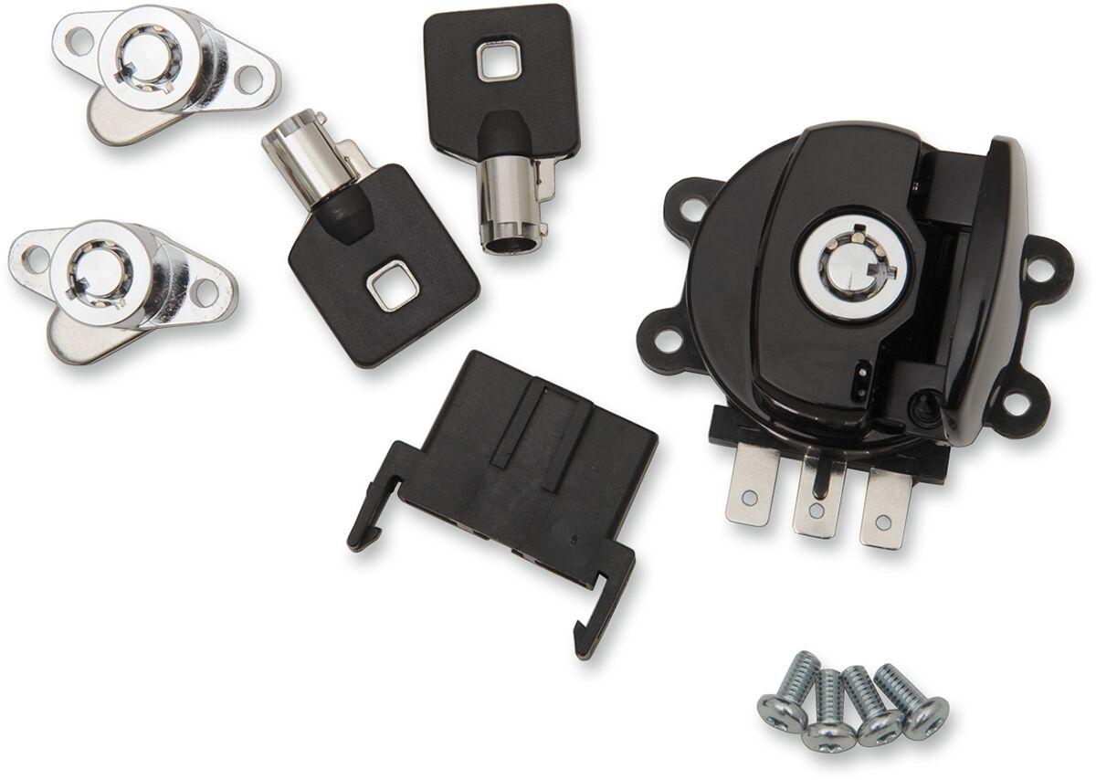 E21-0209GB/45 - Drag Specialties Side Hinge Ignition Switch For Harley Davidson FLHR 1340 1994-1998 - Black
